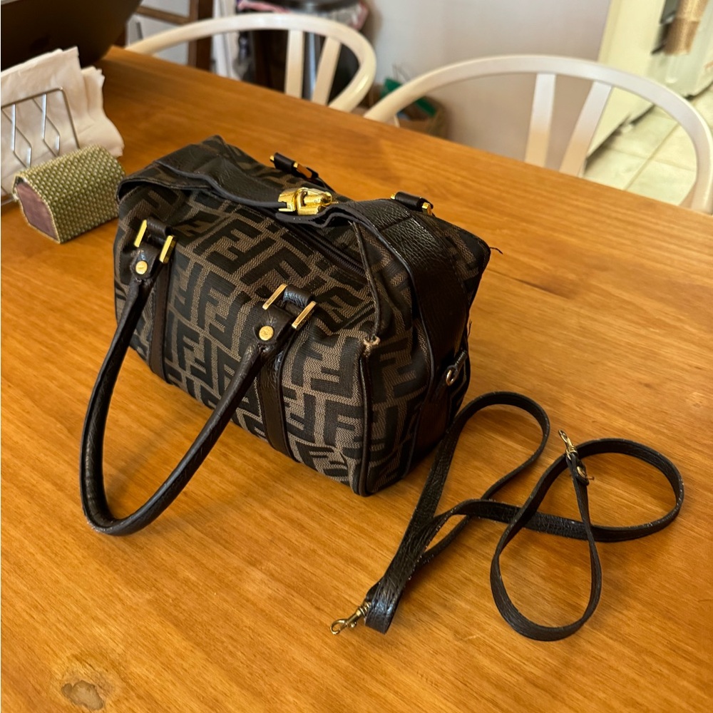 Fendi Zucca Small Boston Bag